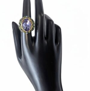 Vintage Heidi Daus Cocktail size 6.5 Amethyst Crystal Statement Ring